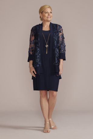 Jersey Sheath with Floral Jacket and Necklace | David's Bridal